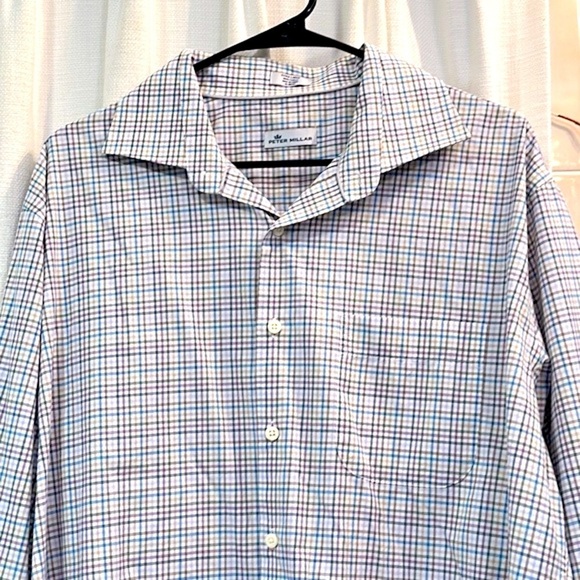 Men’s Peter Millar Checked 100% Cotton Long Sleeve Polo Size XL - Picture 2 of 5